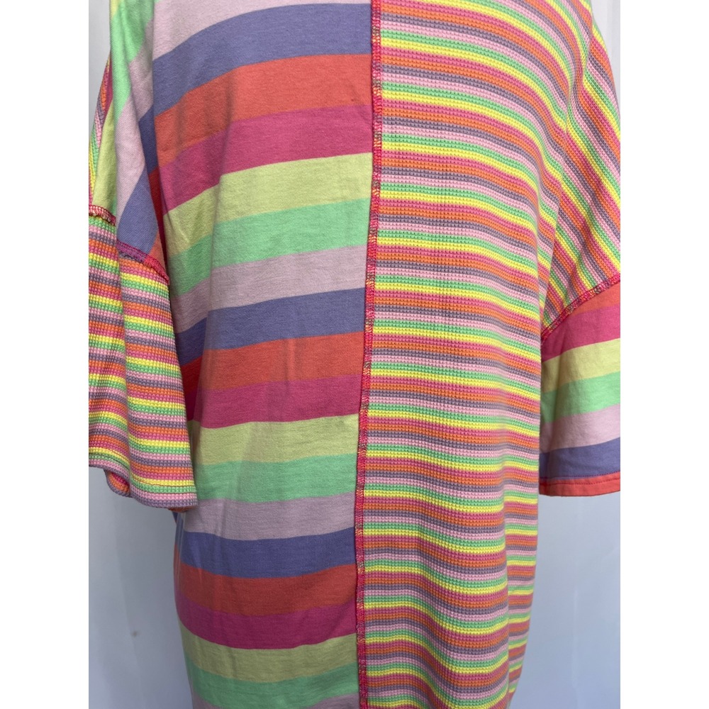 Fantastic Fawn Natalie Striped Polo Dress Pink Multi Color Patchwork Large NWT - Picture 12 of 16